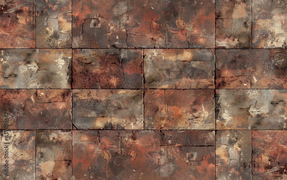 Rugged brown brick wall texture with weathered, rustic look, ideal for backgrounds and architectural design projects.