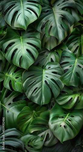 Lush Green Monstera Leaves in a Tropical Rainforest