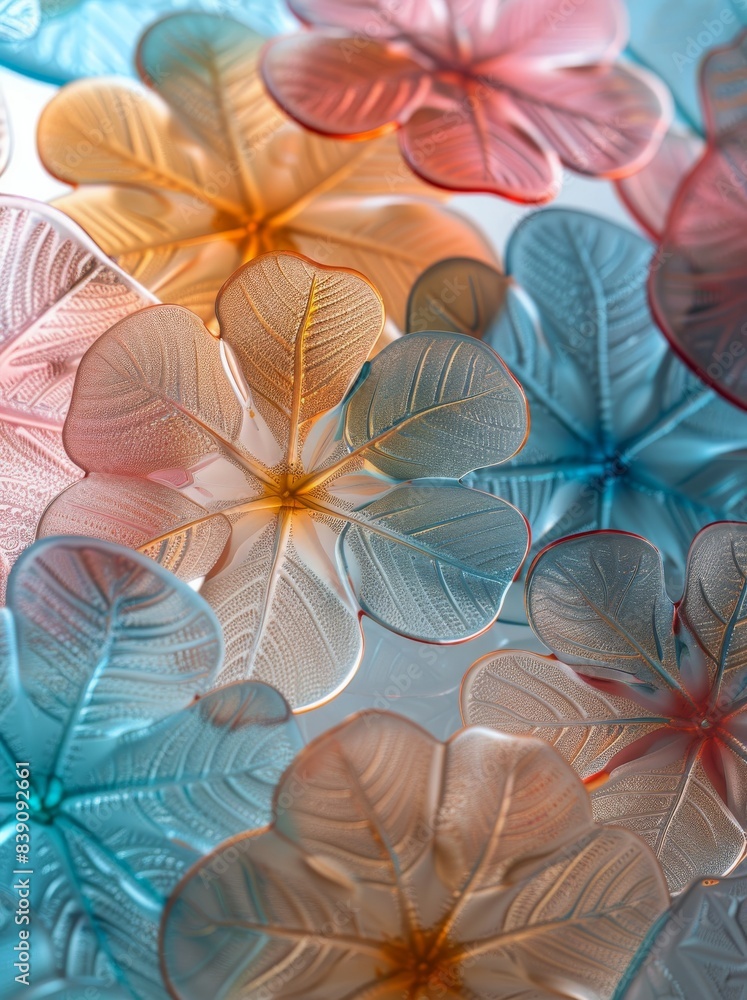 Close Up of Multicolored Glass Leaves Close Up of Multicolored Glass Leaves