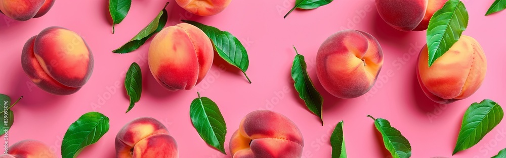 Summer Freshness with Vibrant Peaches and Leaves Summer Freshness with Vibrant Peaches and Leaves