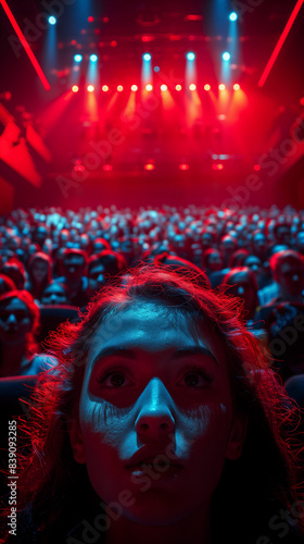 group of people frighten in...