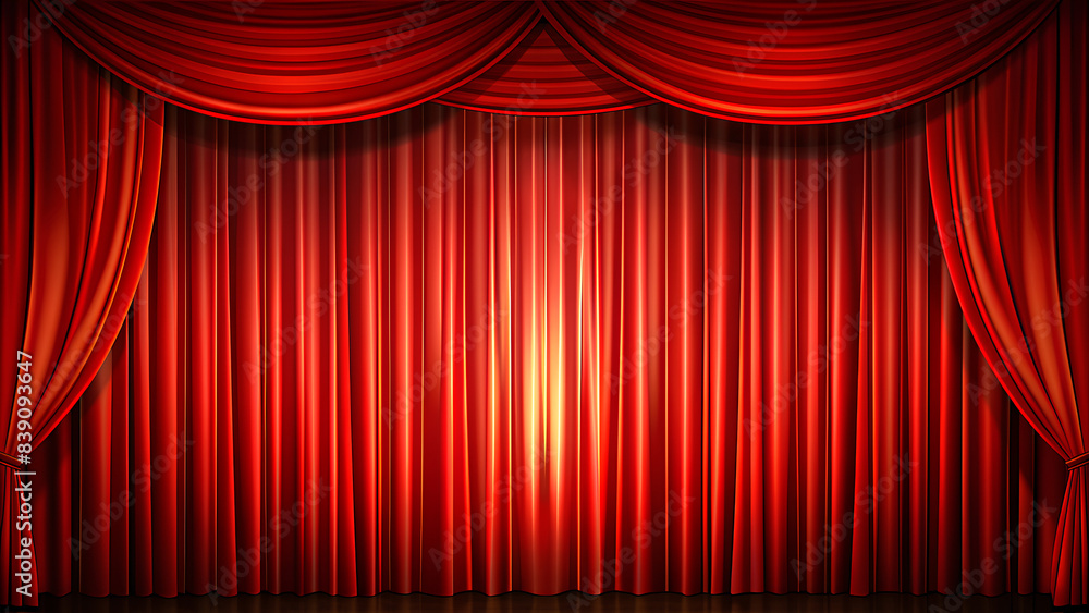 The red curtain of the theater is straight The red curtain of the theater is straight