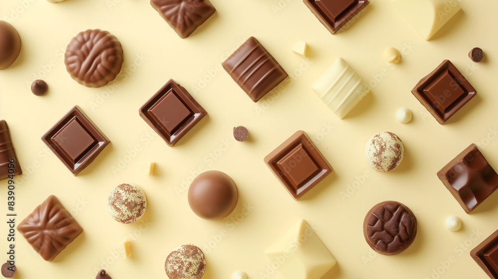 Chocolate on cream blackground Chocolate on cream blackground