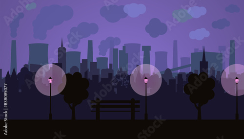 Polluted air in the city. Air pollution. Pollution problem. Air pollution.