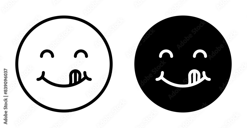 Fototapeta premium Yummy smile emoji icon vector set collection for web