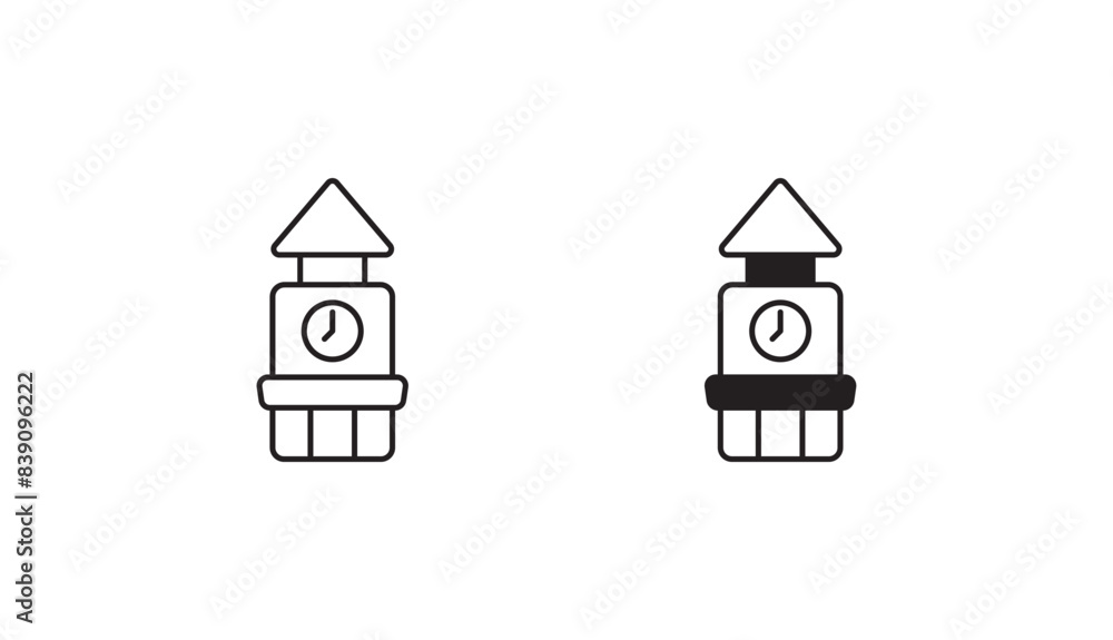 Clock Tower icon design with white background stock illustration Clock Tower icon design with white background stock illustration