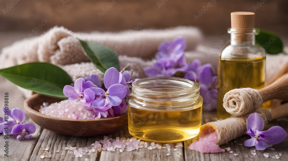 Natural soap and lavender for bath and spa. Hygiene concept. AI generated image, ai. Natural soap and lavender for bath and spa. Hygiene concept. AI generated image, ai.