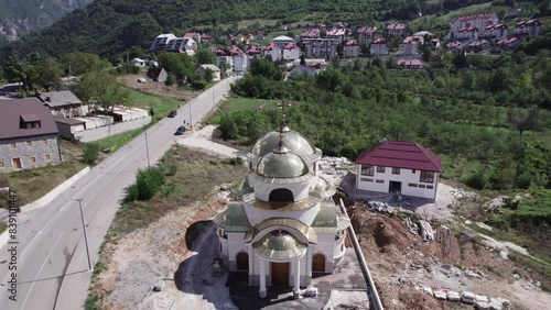 Aerial video above Cathedral of the Holy Serbian Patriarch Makarios in Pluzine photo