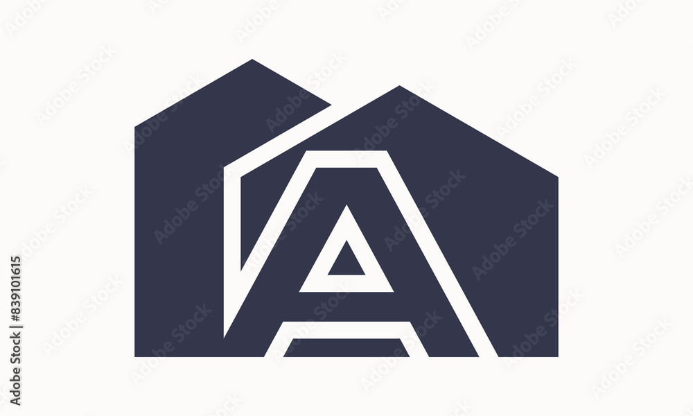 Vector initial letter A with home monogram apartment with simple layer logo design Vector initial letter A with home monogram apartment with simple layer logo design