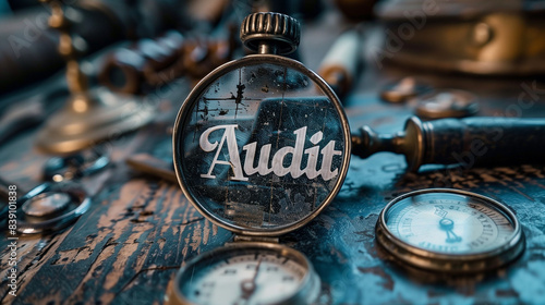 magnifying glass with audit word, auditor concept photo