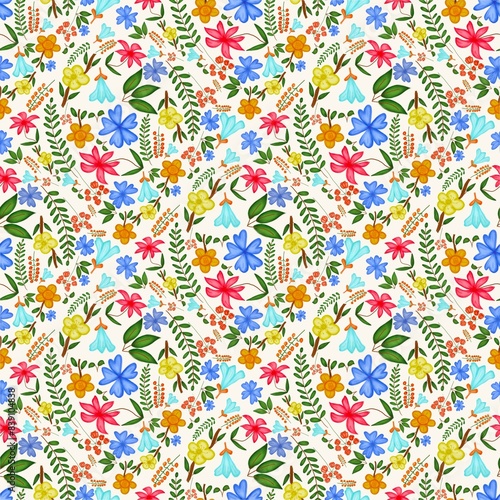 Cute hand drawn floral seamless pattern