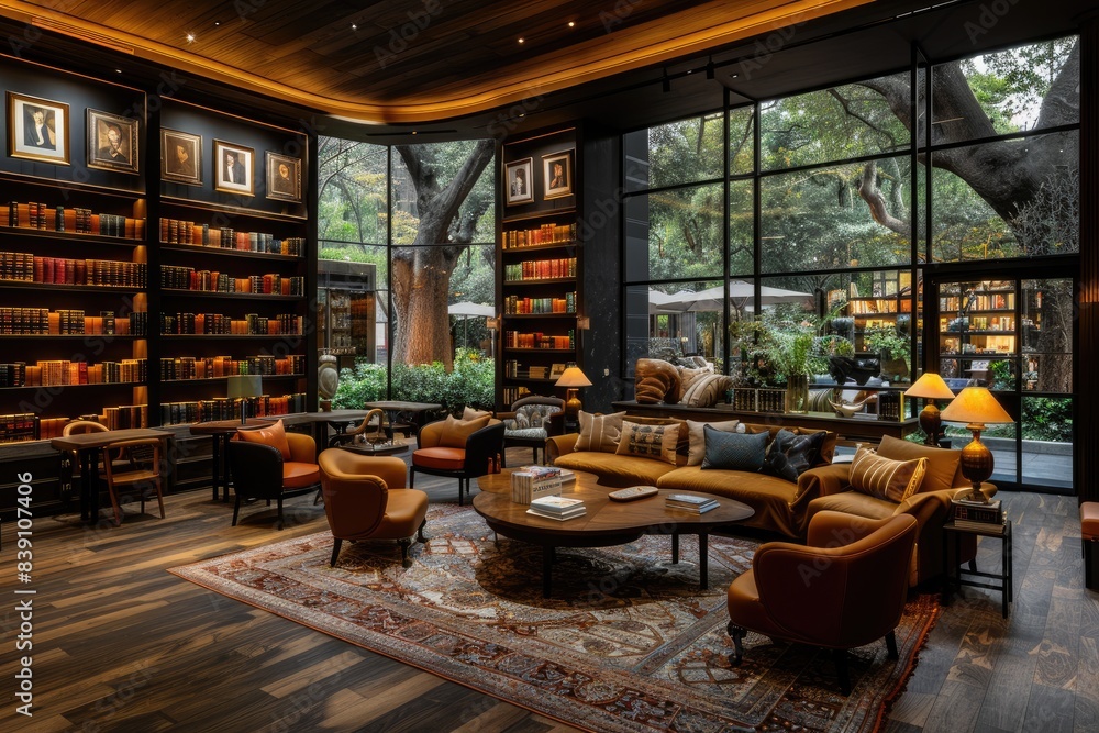 Naklejka premium pile of books on bookshelf in library professional photography