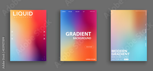 Blurred backgrounds set with modern abstract blurred color gradient patterns. Smooth templates collection for brochures, posters, banners, flyers and cards. EPS 10 vector