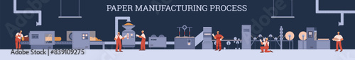 Vector illustration of a banner with paper making process.