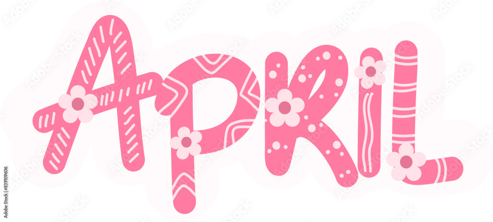 April Month Lettering Sticker, Cute April Sticker April Month Lettering Sticker, Cute April Sticker