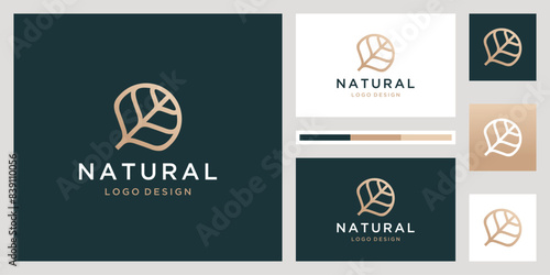 Abstract floral with business card , beuty tree icon vector logo template, elegant and luxury concept