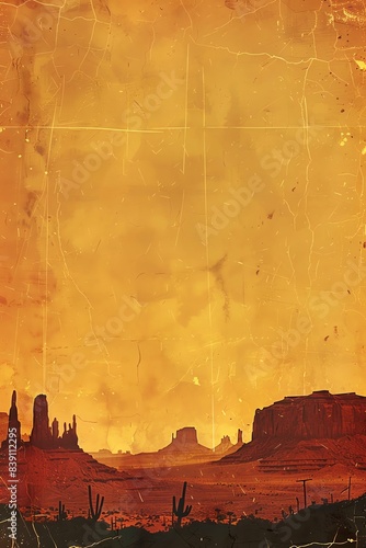 Wild West, border, background Wallpaper, blank in the middle, minimalism, negative space, use for postcard template