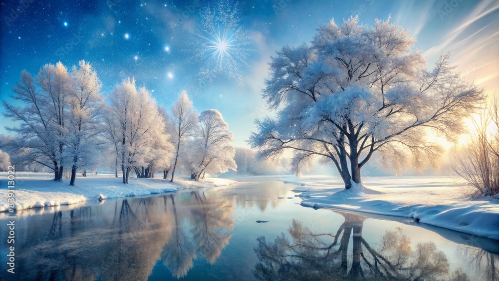 serene winter wonderland scene featuring a stunning ice background with frosty mist, snowflakes, and icy trees in a tranquil frozen landscape. serene winter wonderland scene featuring a stunning ice background with frosty mist, snowflakes, and icy trees in a tranquil frozen landscape.