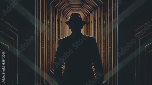 Roaring Twenties Gangster, border, background Wallpaper, blank in the middle, minimalism, negative space, use for postcard template photo