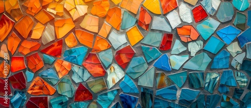 Abstract mosaic pattern, colorful and intricate, artistic texture, copy space