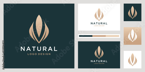 Abstract floral , leaf icon set vector logo template, elegant and luxury concept vector illustration