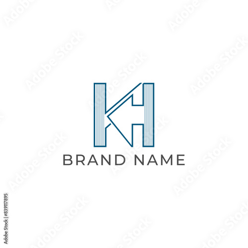 Free Download ILLUSTRATION LETTER K H LINES GEOMETRIC BLUE COLOR TECH LOGO ICON TEMPLATE DESIGN VECTOR - GFXLoad