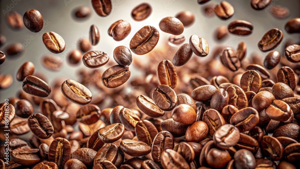 vibrant coffee beans swirling in mid-air, suspended against a crisp transparent background, evoking a sense of dynamic energy and gourmet sophistication. vibrant coffee beans swirling in mid-air, suspended against a crisp transparent background, evoking a sense of dynamic energy and gourmet sophistication.
