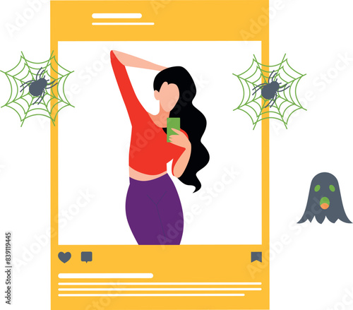 Girl posting Halloween pictures.