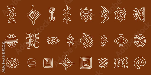 Abstract African tribal symbols geometric shapes