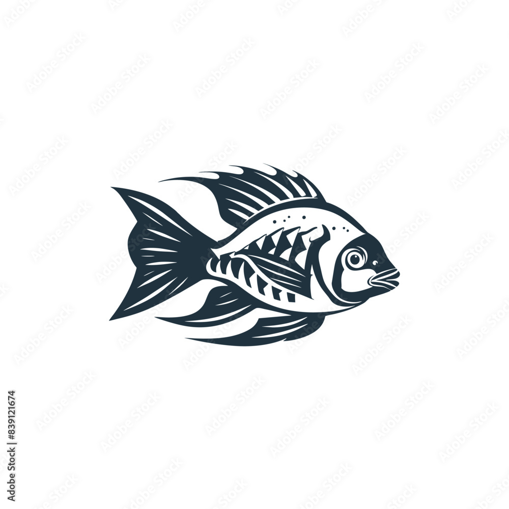 Vector illustration of Tilapia fish isolated on white background. Tilapia fish glyph icon. Badge for design seafood packaging. Logo Design for Fish Farming Business Vector illustration of Tilapia fish isolated on white background. Tilapia fish glyph icon. Badge for design seafood packaging. Logo Design for Fish Farming Business