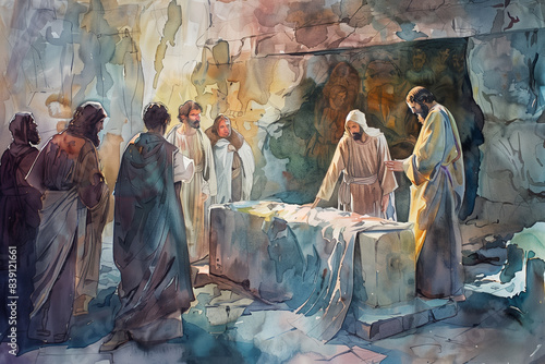 Raising of Lazarus Watercolor: Jesus' Commanding Grace