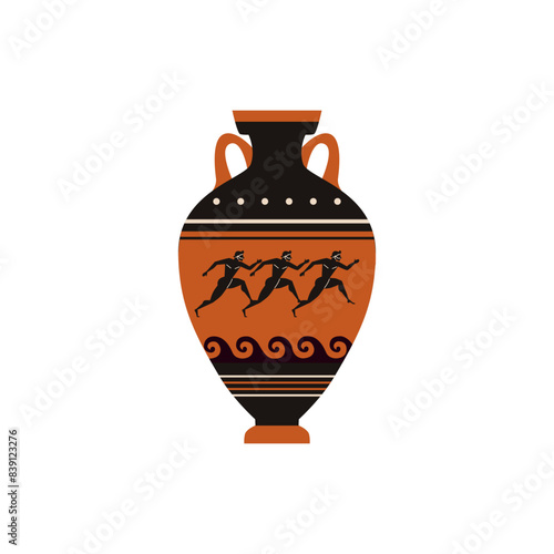 Vector illustration of an ancient Greek jug with a pattern in the form of Atlanteans
