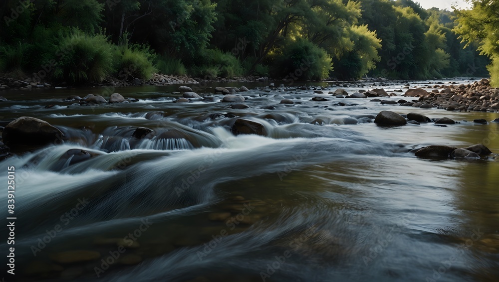 Fototapeta premium A poem capturing the rhythmic flow and timeless wisdom of a river ai_generated
