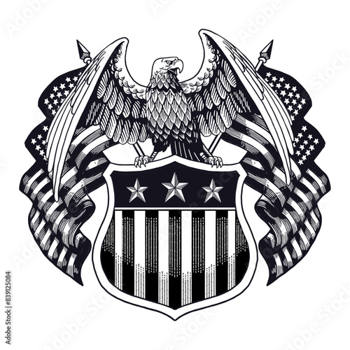American Eagle Hand Drawn Vintage Illustration