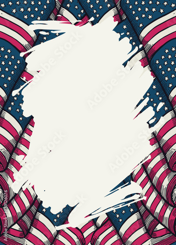 USA Background with Waving Flags (ID: 839126076)