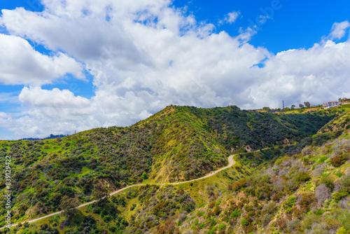 Runyon Canyon Park Hill Trail under Blue Sky