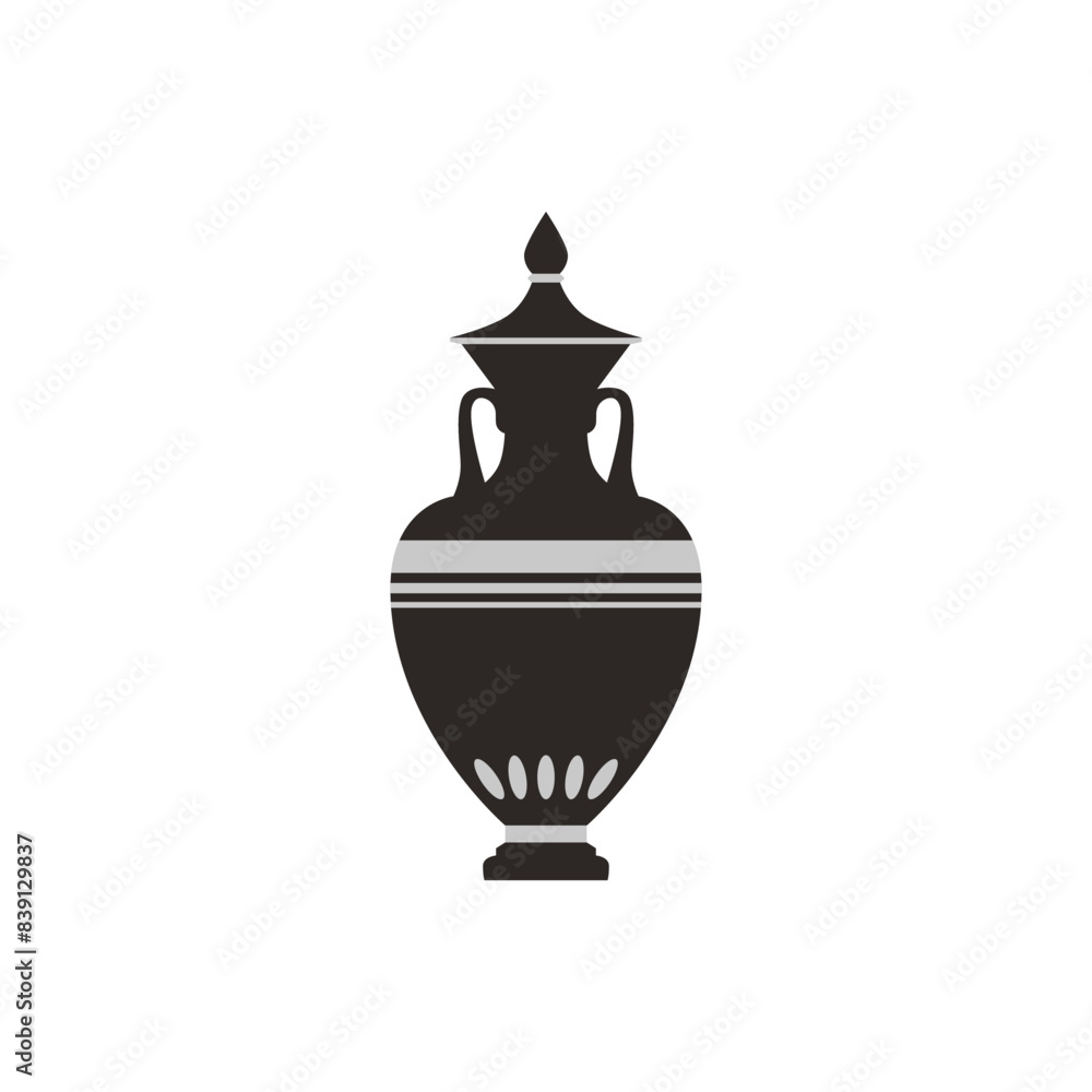Vector black silhouette in the form of an ancient Greek vase on a white background Vector black silhouette in the form of an ancient Greek vase on a white background