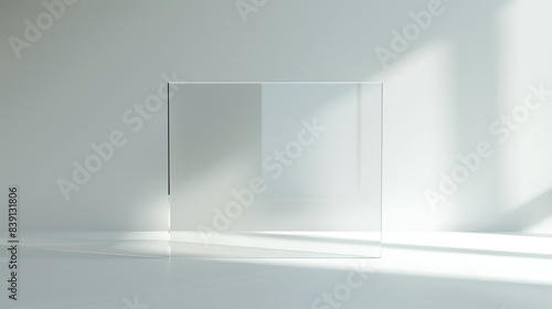 Fototapeta Naklejka Na Ścianę i Meble -  3d render of a glassmorphism style pane of glass on a white background