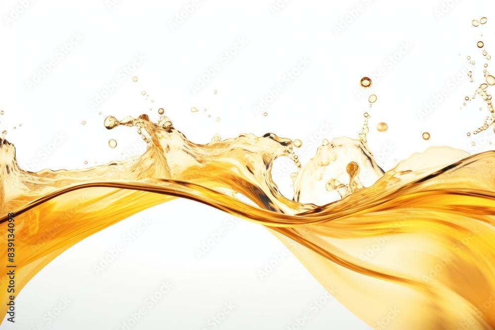 Fototapeta premium Golden water backgrounds splashing white background.