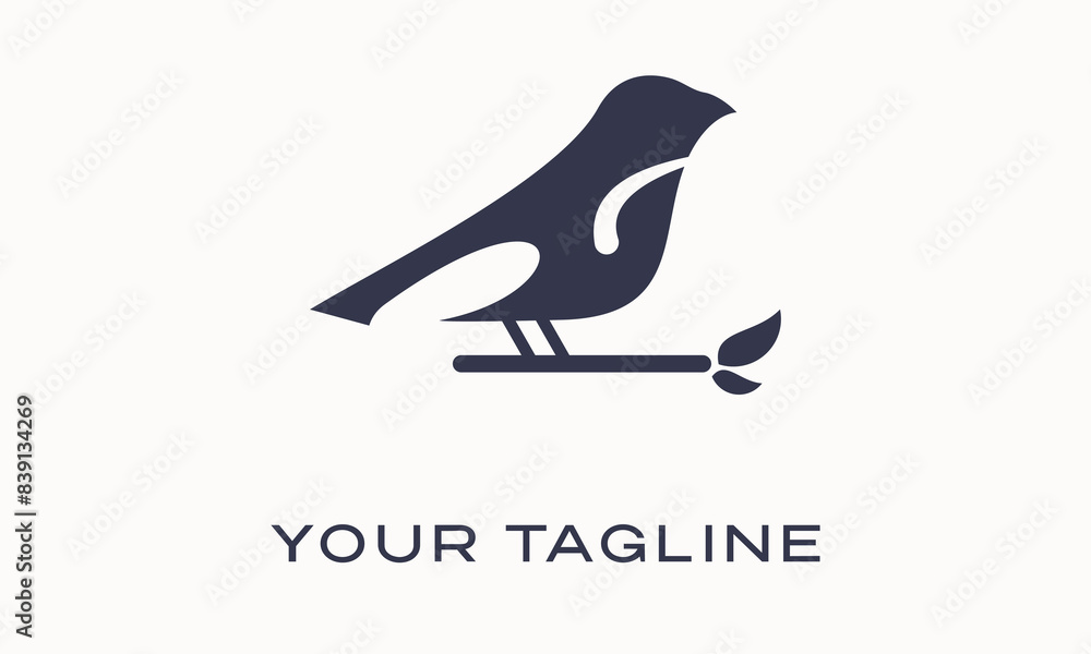 Obraz premium vector bird with leaf twig