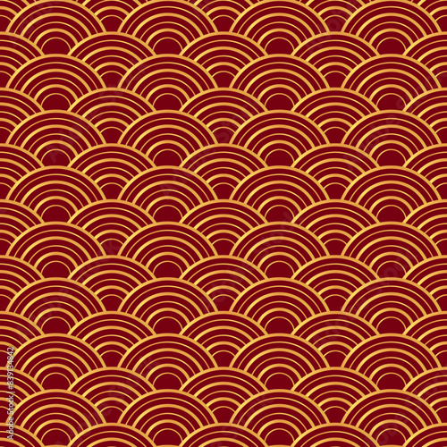 Seamless Golden Chinese Pattern, Abstract Vector Background, Decorative Wallpaper