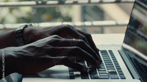 Hands typing on a laptop keyboard, a symbol of modern connectivity.