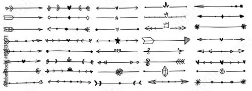Big arrow doodle sketch scribble direction checkmark doodle comic set heart, arrow, highlight underline text vector cute minimalist simple illustration.