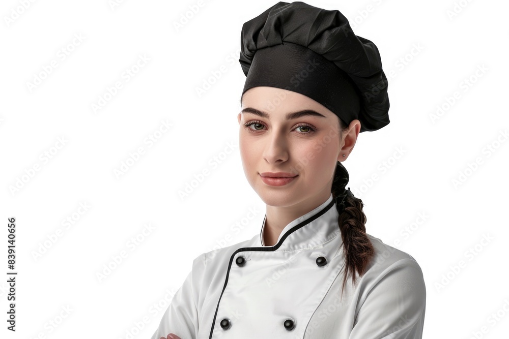 Portrait of female chef isolated on white Portrait of female chef isolated on white