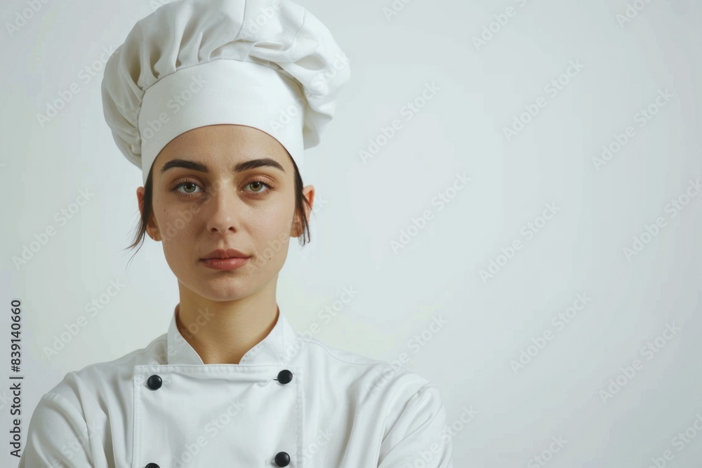 Portrait of female chef isolated on white Portrait of female chef isolated on white