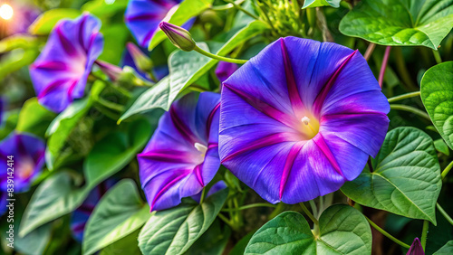 Floral background with purple morning glory photo