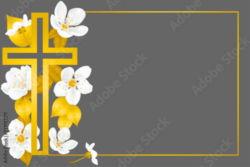 white cherry blossoms with a golden Christian cross4