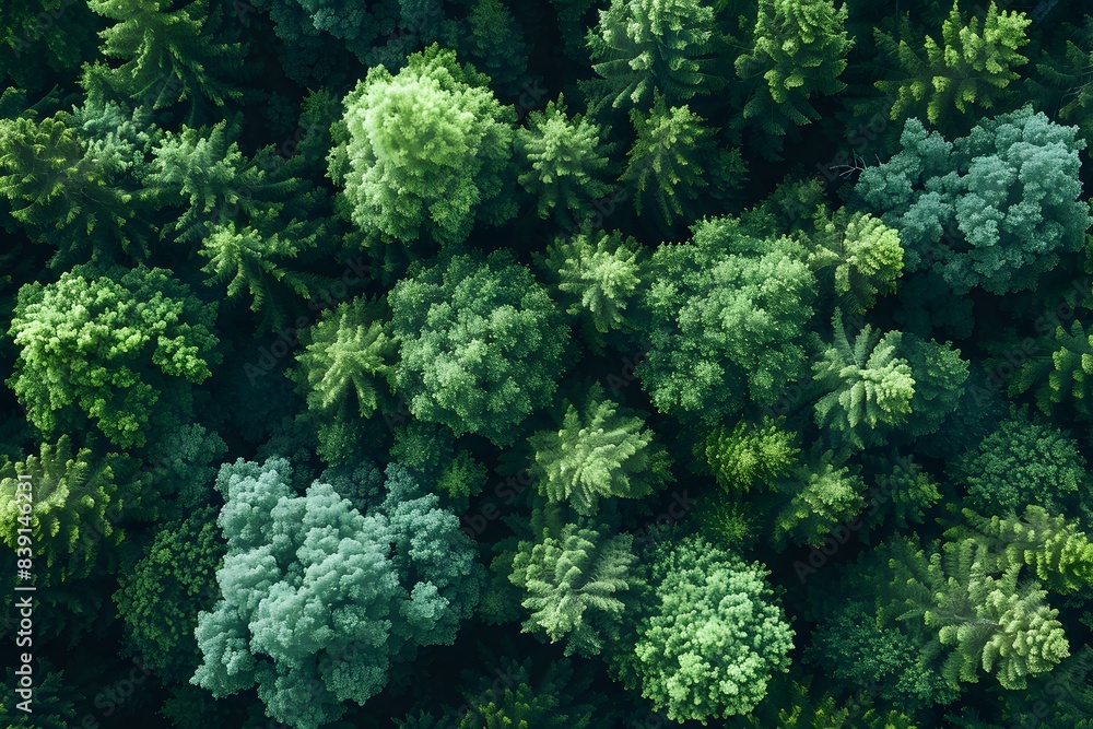 Lush Green Forest Canopy from Above - Natural Landscape for Environmental Concepts Lush Green Forest Canopy from Above - Natural Landscape for Environmental Concepts
