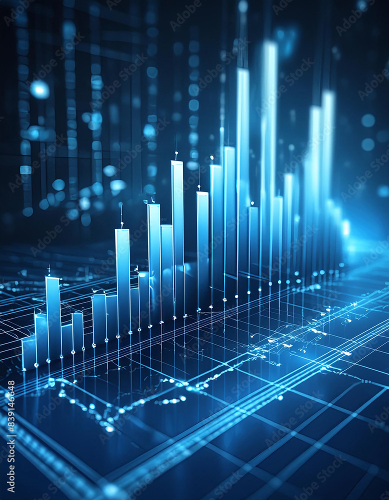 Digital bar graph on a blue grid Digital bar graph on a blue grid