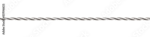 Steel cable. Electric wire. Isolated transparent background PNG. Metallic electrical twirly interlaced cable wire.  photo